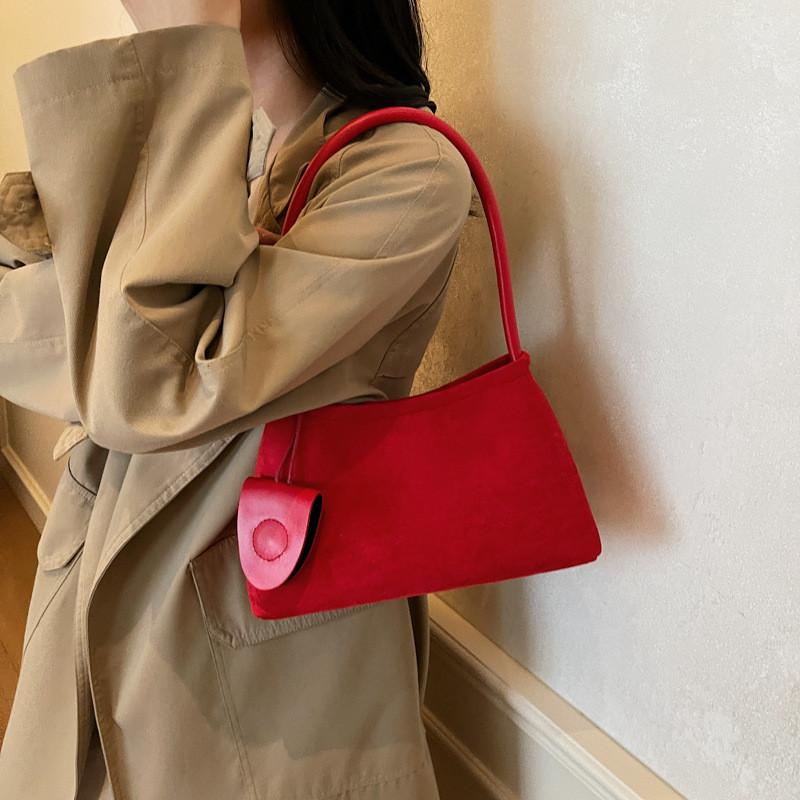 Retro Suede Underarm Bag For Women Pu Material Crossbody Purse Daily Use