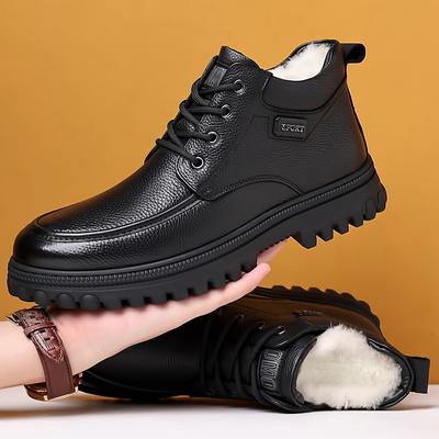 Winter Snow Boots Men Shoes Fur Warm Casual Genuine Leather Ankle Platform Designer Luxury Cowboy Combat Tactical Chelsea Hiking
