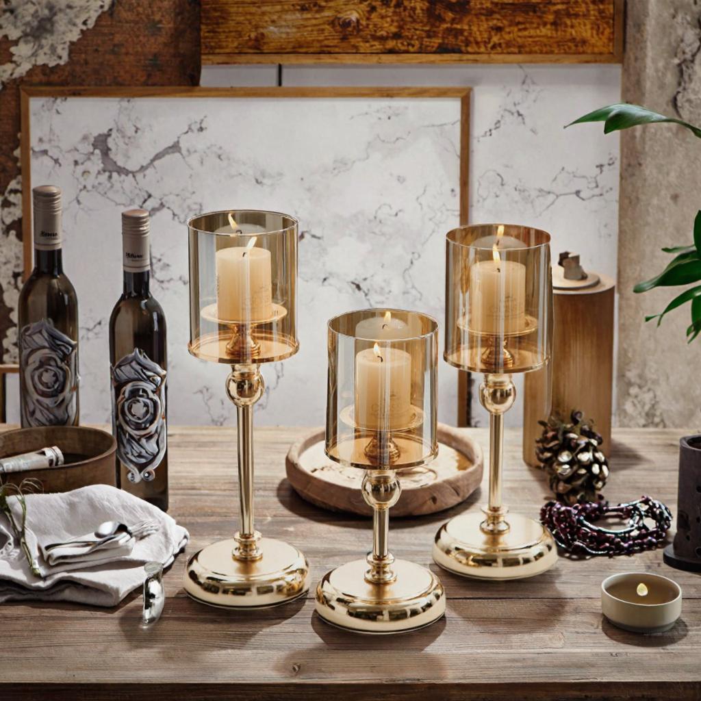 Wedding Supplies Wedding Party Table Decorations Metal Glass Candle Holders Lanterns Jars for Home Dining for Candlelight Dinner
