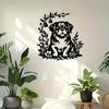 Wrought Iron Tibetan Mastiff Wall Art Flowers Bell Metal Dog Sculpture Christmas Easter Housewarming Gift Living Room Patio Decor