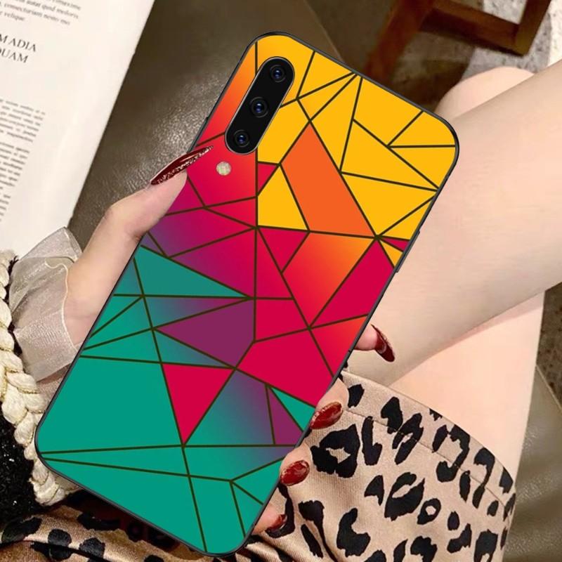 Geometric Abstract Crystal Phone Case For Samsung A91 A81 A73 A72 A71 A30S A20 A12 A13 A52 A53 4G 5G Soft Black Phone Cover