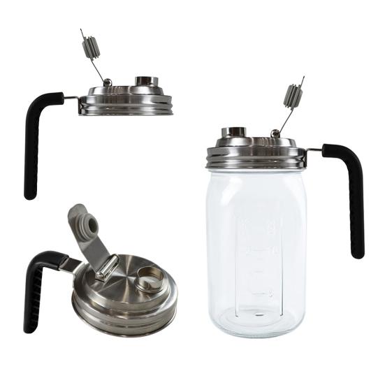 Mason Jar Pour Spout Lid with Handle Wide Mouth Flip Cap