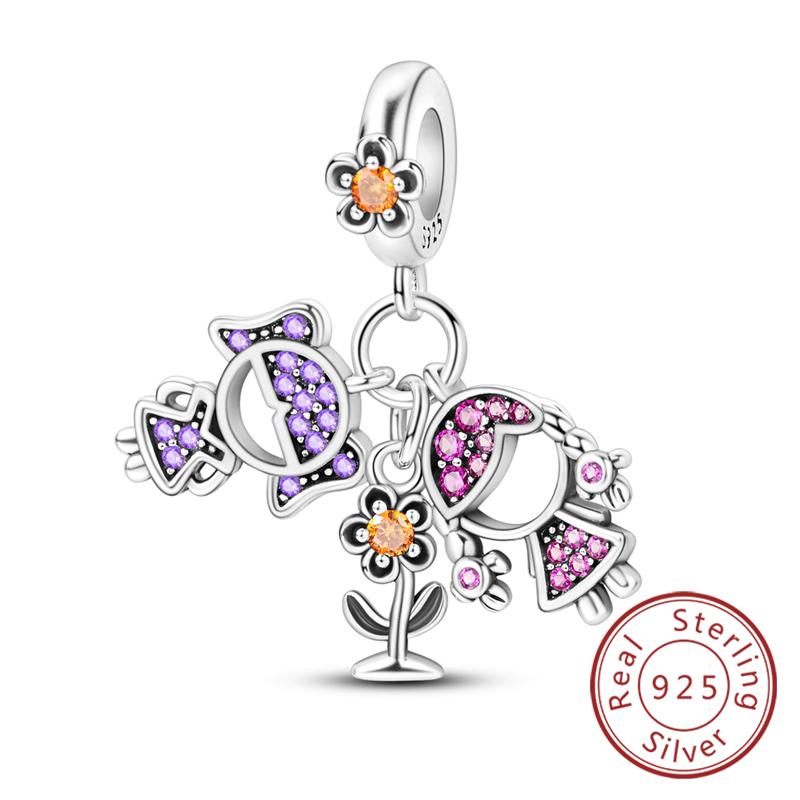 Potrivire Mărgele Charmuri Cupru Original Băiat Fată Mamă Pandantiv Charmuri Pentru Brățară Colier Bijuterii Femei Cadou