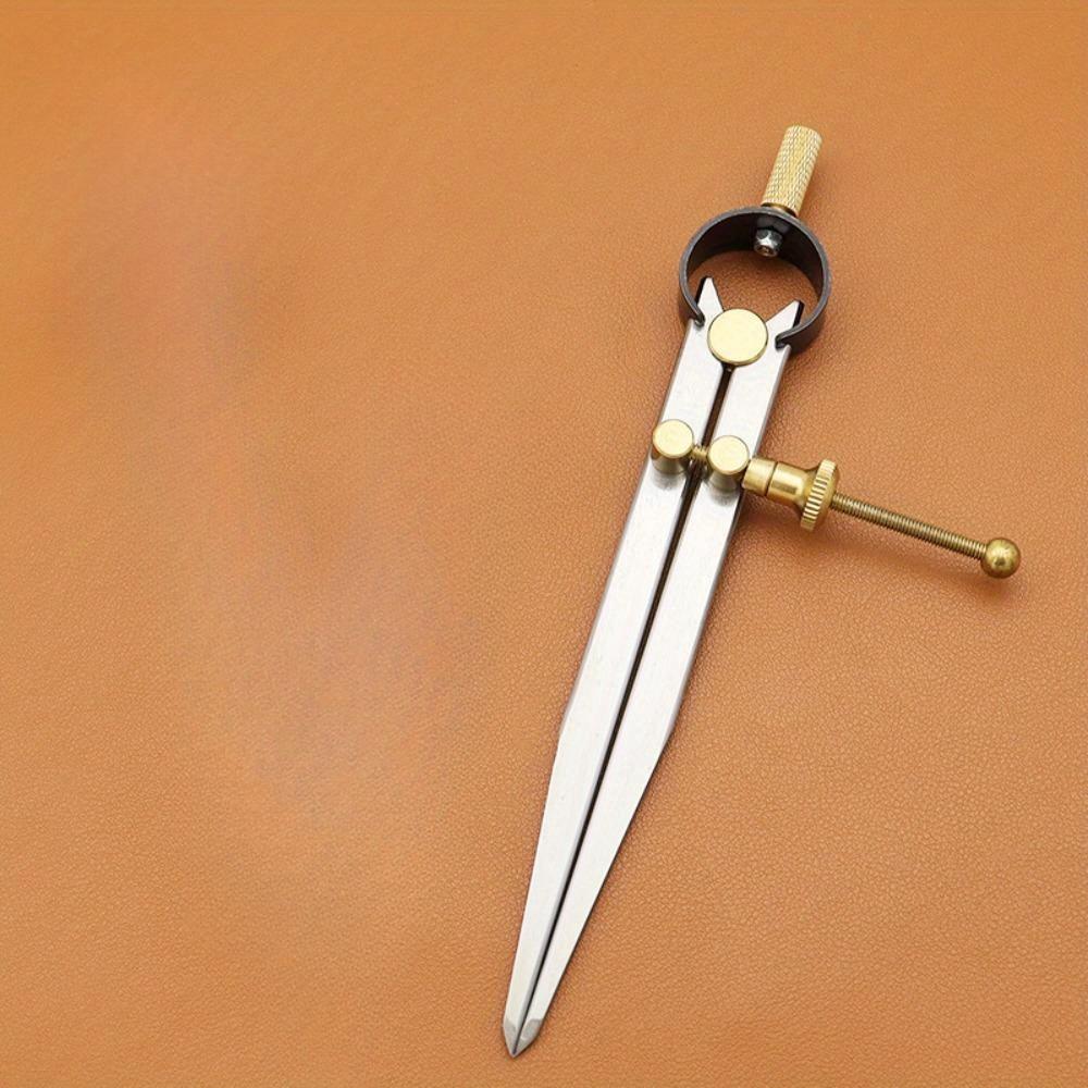 Adjustable Leather DIY Edge Creaser, Leather Rotating Compass Creaser for Woodworking, Drawing Wing Divider Caliper Radius10-20M