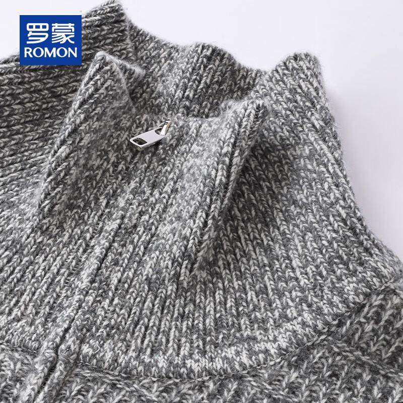 ROMON Men's Thick Warm Pure Wool Half-Zip Sweater