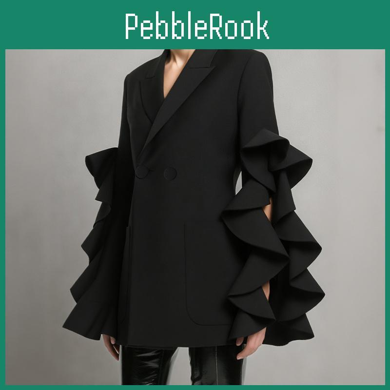 Splits Men Incerun Lapel Ruffled Sleeve Casual Loose Party Blazer Coats