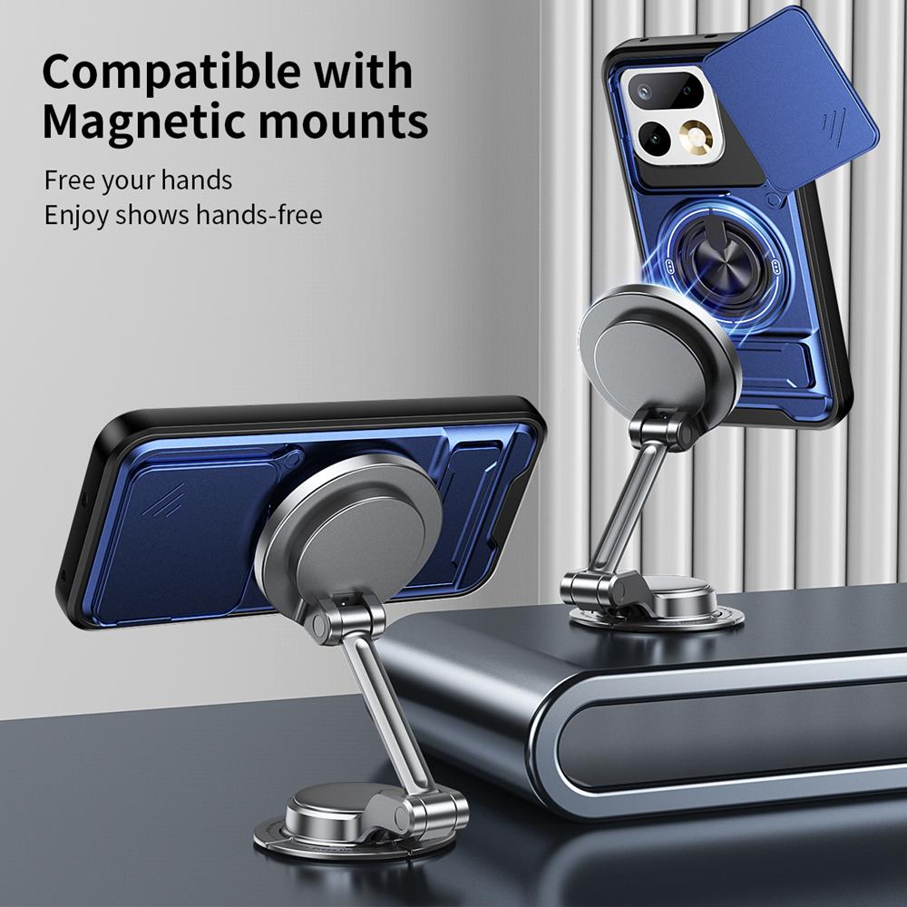 KEYSION Magnetic Phone Case for Realme 16 Pro 5G 16 Pro+ 5G Slide Camera Protection Upright Kickstand Ring Shockproof Back Cover