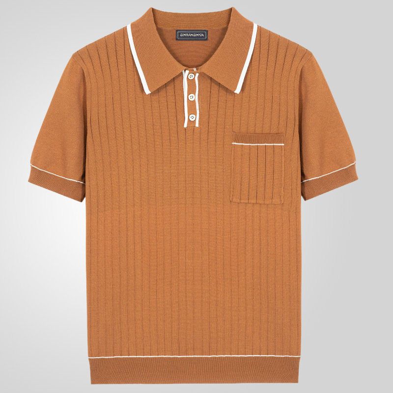 European and American Export Men's Clothing Amazon New Summer Knitwear Lapel Short-Sleeved Business Polo Shirt for Men Sy0186