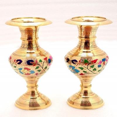 Set aus zwei reinen Messing-Blumenvasen (33,02 cm, Mehrfarbig)