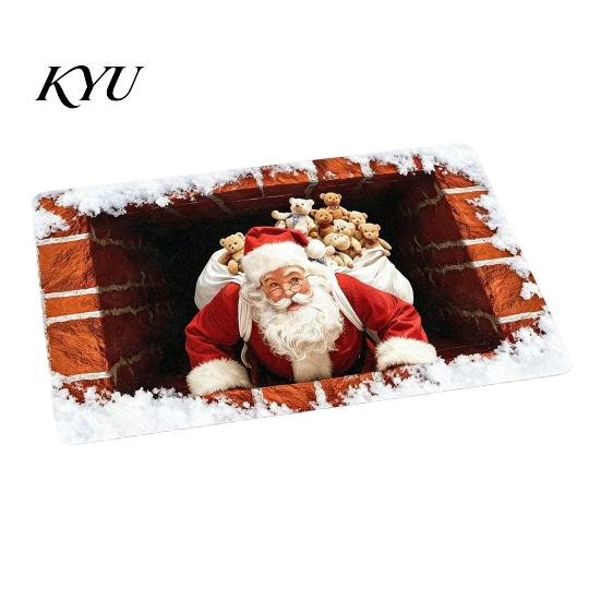 Winter Snowman Welcome Rug 3D Christmas Entrance Rug, Santa Claus Floor Mat, Non-slip Non Slip Washable Door Mat Festive for Front Bathroom