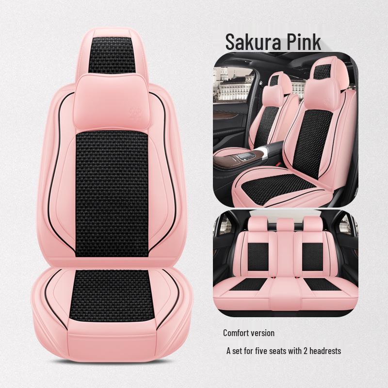 BS38 Ice Silk Leather All-Season Car Seat Cushion - Universal Fit for SUV, Sedan, Pickup, Off-Road Vehicle.