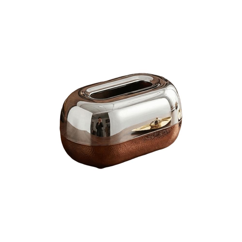 Mirror Surface Tissue Box Dispenser Wood Grain Tissue Organizer Tissue Box Restaurant