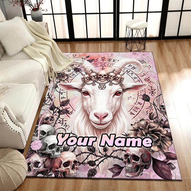 1PC Custom Name "Magickal Goat's Crown" Theme Floor Mat Ideal for Living Room, Game Rooms, Office, Bedroom,Floor Mat Playful Design