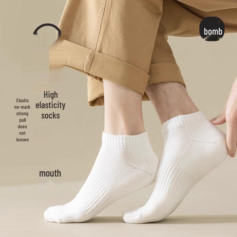 Men's Pure Cotton Sports Socks: Sweat-Absorbent, Breathable, Antibacterial, Comfortable, Anti-Pilling, Low-Cut. Ideal for Running, Spring & Summer.