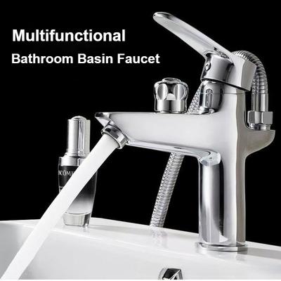 Bathroom Basin Faucet Deck Mounted Sink Mixer Tap Toilet Countertop Wash Basin Tap Multifunctional Cold Hot Water Mixing Valve