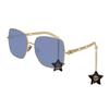 Hollow Mirror Leg Lightweight Alloy Chain Series Starfish Pendant Chain Square Sunglasses Irregular Shape Women Sunglasses GG0724S-004