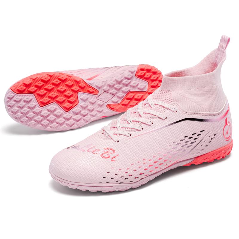 

Мужские футбольные бутсы с высоким верхом и эластичным носком, резиновая мягкая подошва, короткие ногти, футбольные бутсы для мальчиков 46 розовый