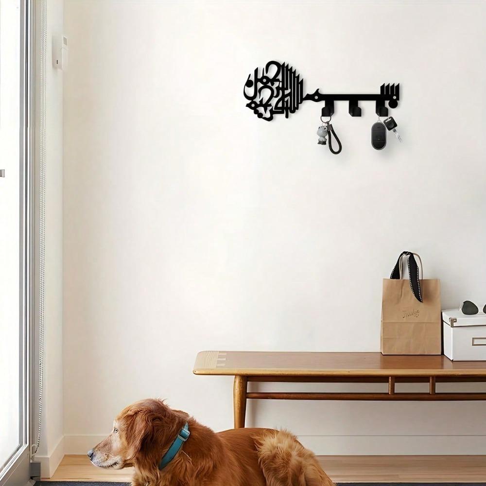 Bohemian Metal Wall Key Holder Black Gold Hooks Entryway Hall Bathroom Storage Decor