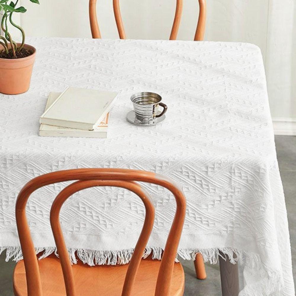 Rectangular Table Cover French Rustic Coffee Table Mat Interweaving Grid Tablecloth  Bedside Table