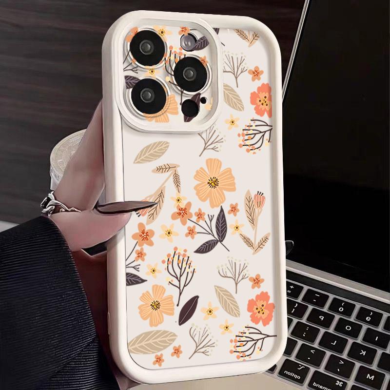 For iPhone 17 Pro Max 17 Air 16 15 14 13 Cover Floral Patterned Shockproof Solid Color Soft Phone Case