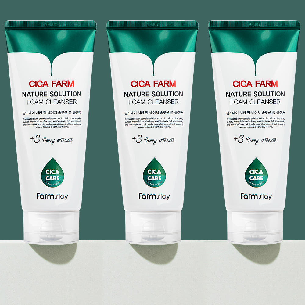 [Farmstay] Cica Farm Nature Solution Foam Cleanser 180ml (3 pcs) 1EA