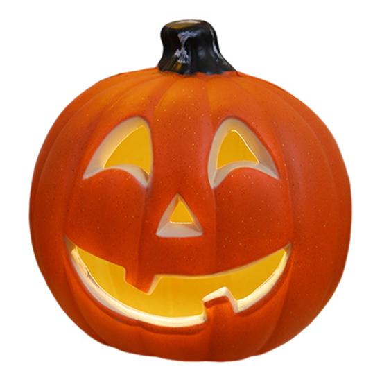 Halloween Pumpkin Light Spooky Carved Plastic Pumpkin Lantern Light-up Pumpkin Figurine for Outdoor Indoor Porch Room Decoration