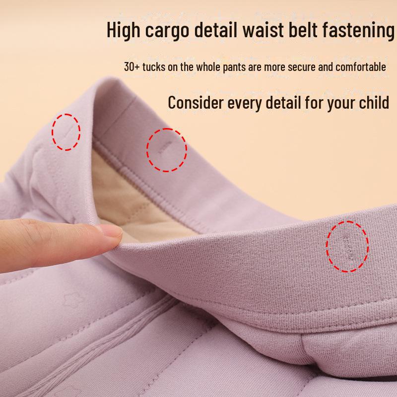 Children's Thickened Velvet Cotton Thermal Pants - Warm Autumn/Winter School Uniform Trousers for Boys and Girls.
