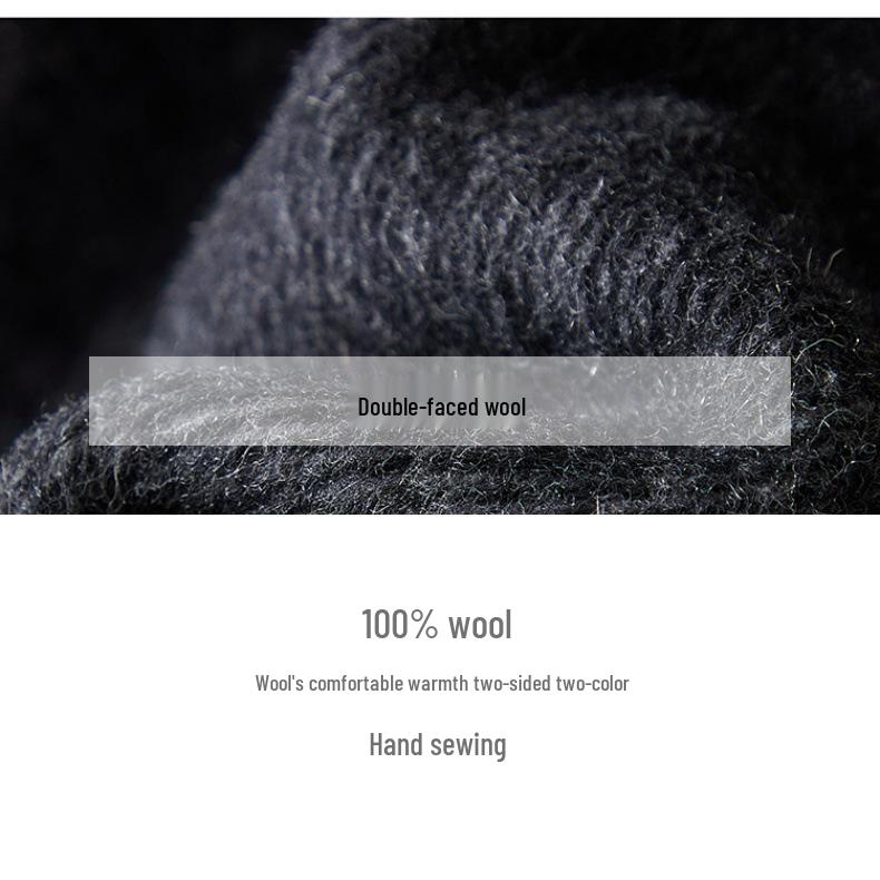 Damski dwustronny płaszcz wełniany z okrągłym dekoltem i zapięciem na żabki - design z francuskim temperamentem na jesień/zimę 2025