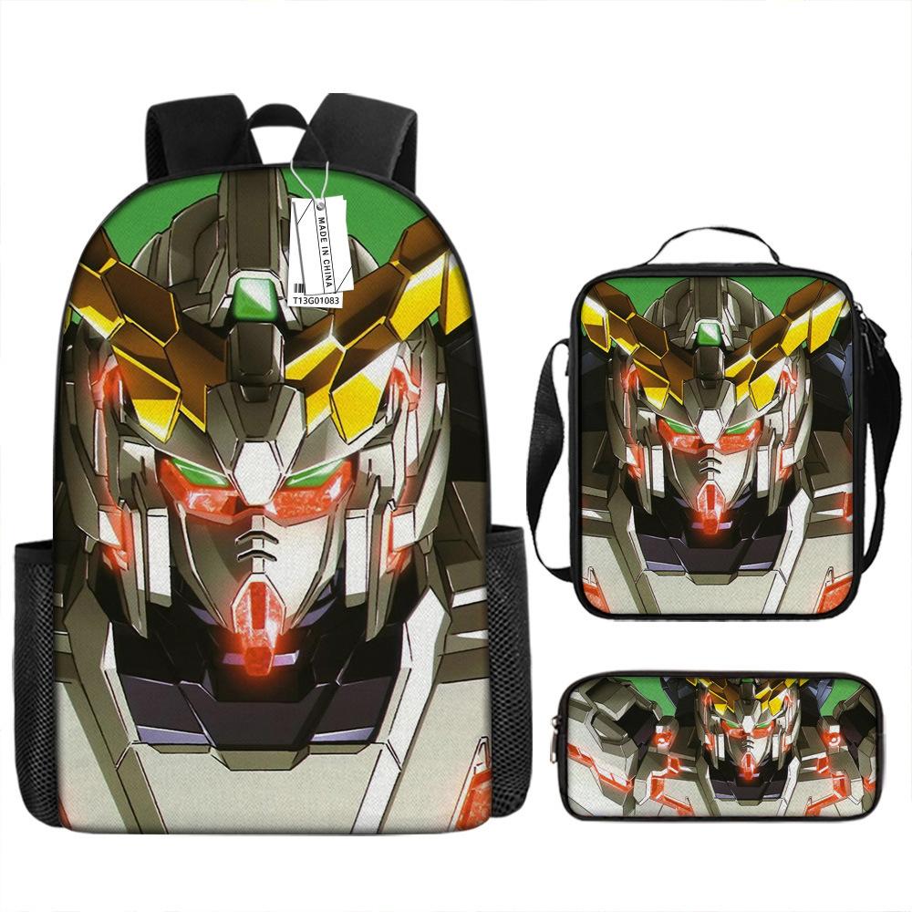 Gundam Mecha Schultasche Jungen und Grundschüler Ultraleichter Rückenschutz Rucksack Jungen Animation Kinderrucksack Dreiteiliges Set