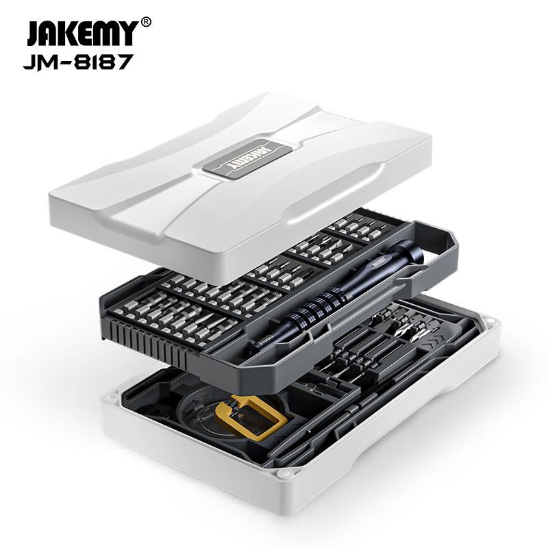 JAKEMY JM-8187 Precision Magnetic Screwdriver Set Aluminum Alloy Handle CR-V Bits for Mobile Phone Tablet Glasses Repair Tools JM-8187