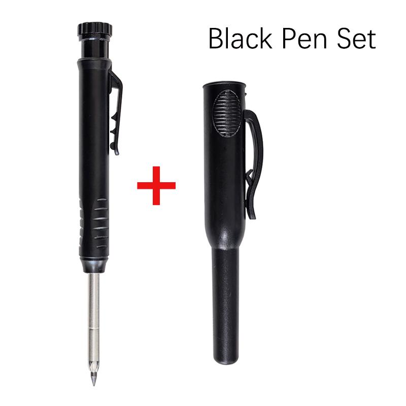 Mechanical Solid Carpenter Pencil Set with Cap Carpenter Scribing Deep Mouth Marking Tool with Built-In Sharpener Marking Pencil