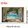 2D Tropical Beach Window Backdrop, Summer Vacation & Travel Themed Party Photography Background