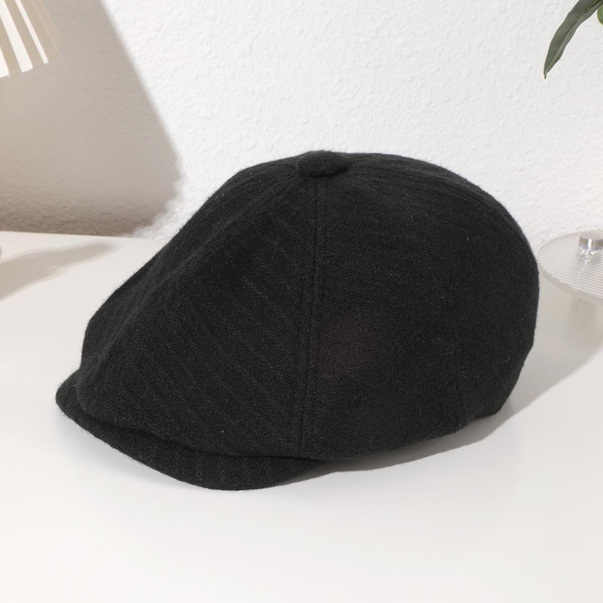

Korean-style solid-color knitted octagonal newsboy cap with top, retro style, versatile and forward cap for daily commuting One Size