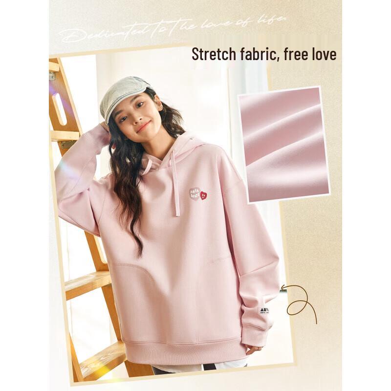 ANTA Unisex Couple Loose Fit Long Sleeve Hooded Sweatshirt M