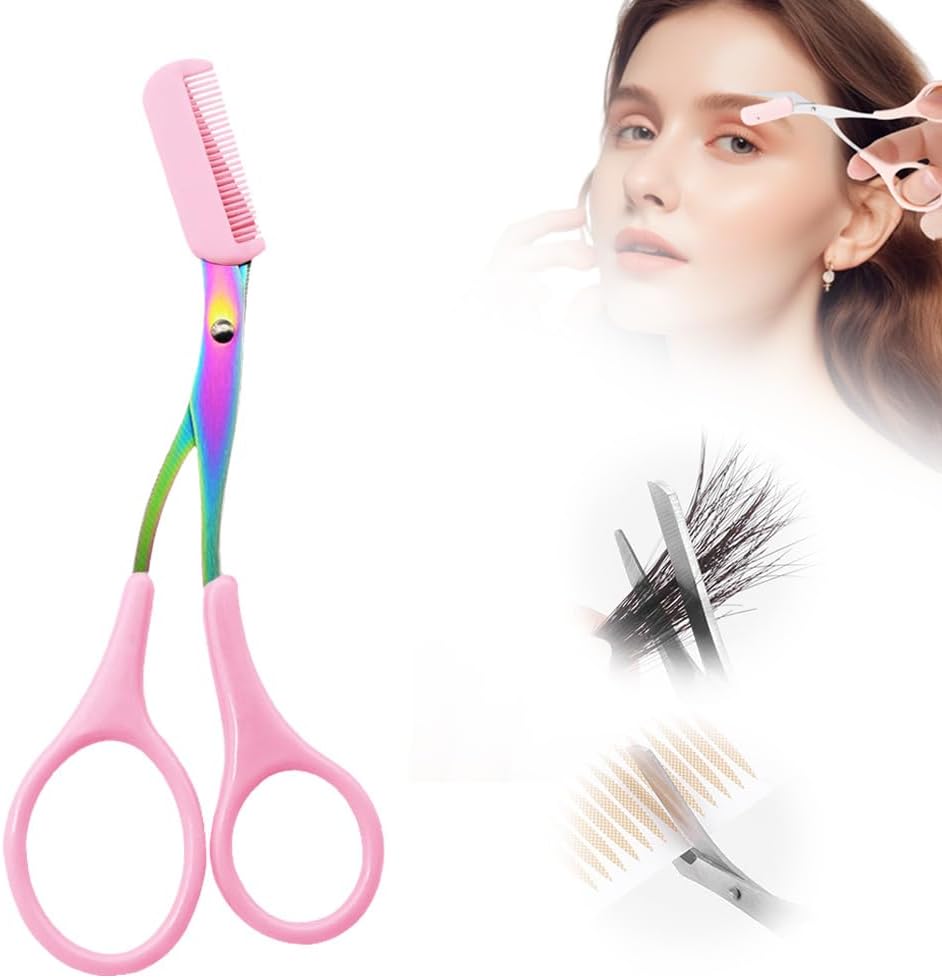 

Eyebrow Trimmer Scissor,2025 New Eyebrow Trimmer for Women Men,Eyebrow Scissors with Comb,Non-Slip Eyebrow Cutter Eye Brow рожевий