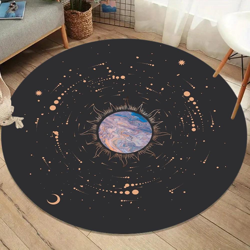 Cosmic Galaxy Pattern Round Area Rug Non-Slip Soft Durable Washable Floor Mat Decor Carpet for Living Room Bedroom Home Decor