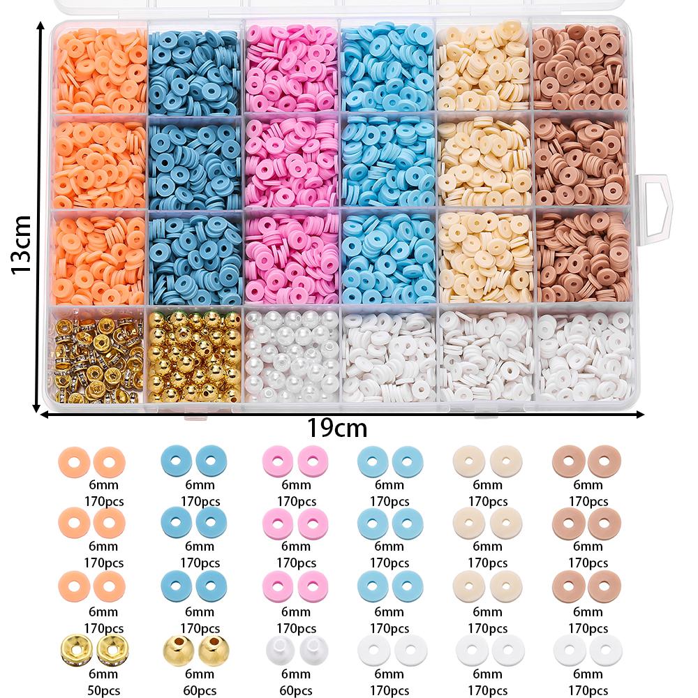 3440-3740pcs 6mm Clay Beads with Imitation Pearl Beads Rhinestone Spacer Bead for Friendship Bracelet DIY Jewelry Making Kits