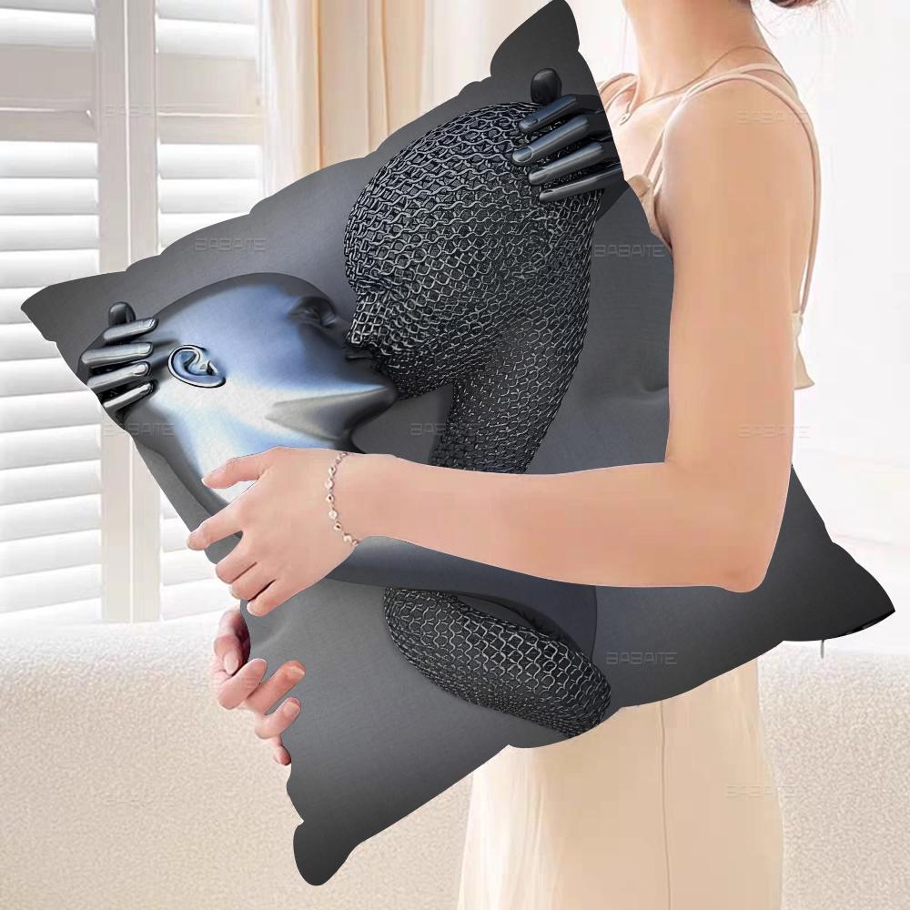 Metal Figure Statue Pillow Cover For Bedroom Room And Living Room Sofa Decorative Cushion Cover