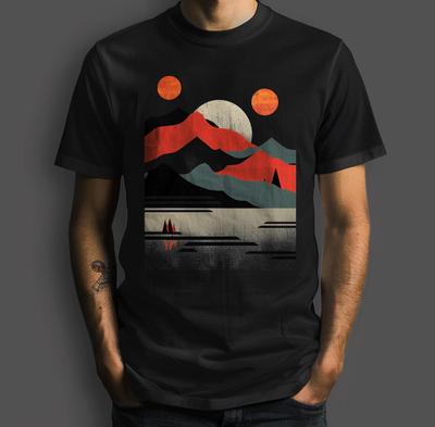 Mountain  Lake Scenery Tee for Outdoor Lovers for Men TShirt  Men Women Vintage Clothes Graphic T Shirts Men Clothing