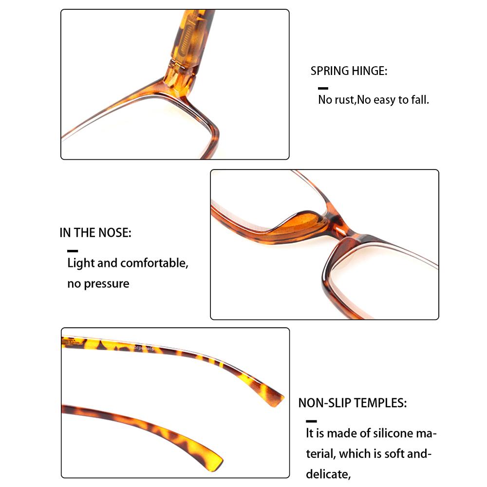 TUREZING Reading Glasses Spring Hinge Men Women HD Prescription Eyeglasses 0-6 0 Decorative Eyewear Lightweight Comfort