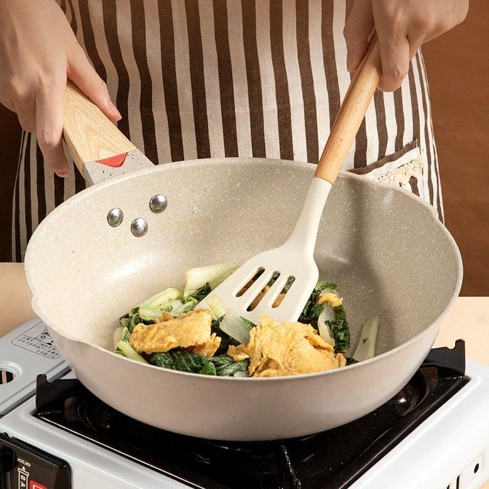 3Pcs Heat Resistant Non-Stick Spatula Wooden Handle Cooking Turner Spatula  Home Cooking