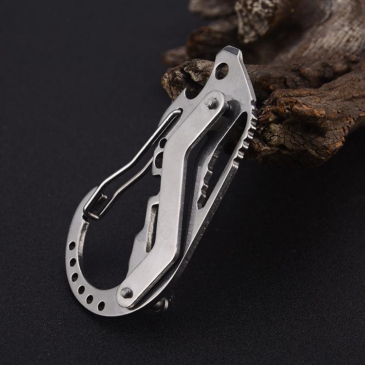 Multifunctional EDC Carabiner Key Holder with Quick-Release Strap and Protector, Stainless Steel Mountaineering Buckle Keychain