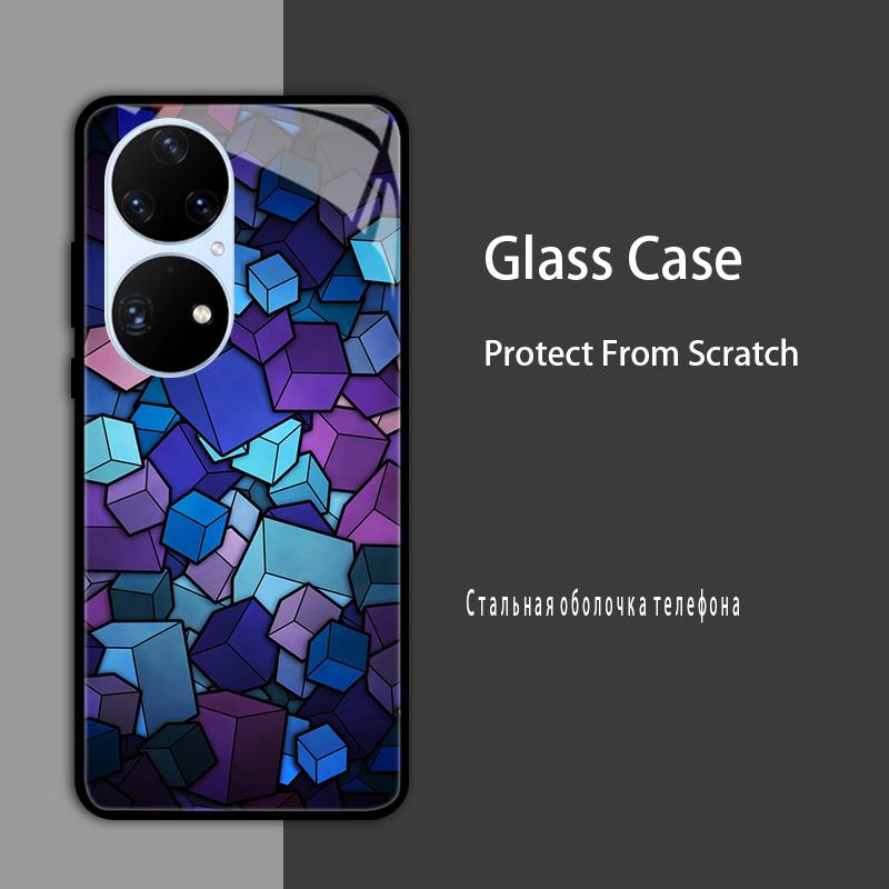 For Huawei P50 Pro Case P50E P 50 Luxury Tempered Glass Phone Case For Huawei P50 E Back Cover Fashion Protective Coque P50Pro