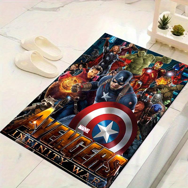 1ks Kobercový kobereček Marvel Avengers Super hrdinové, Protiskluzová podložka, Design s kreslenými postavičkami, Měkký samet, Dekorace do pokoje, Omyvatelný