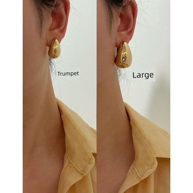 Niche Style Drop-Shaped Fashion Metal Cold Style Earrings Small Gold 20mm