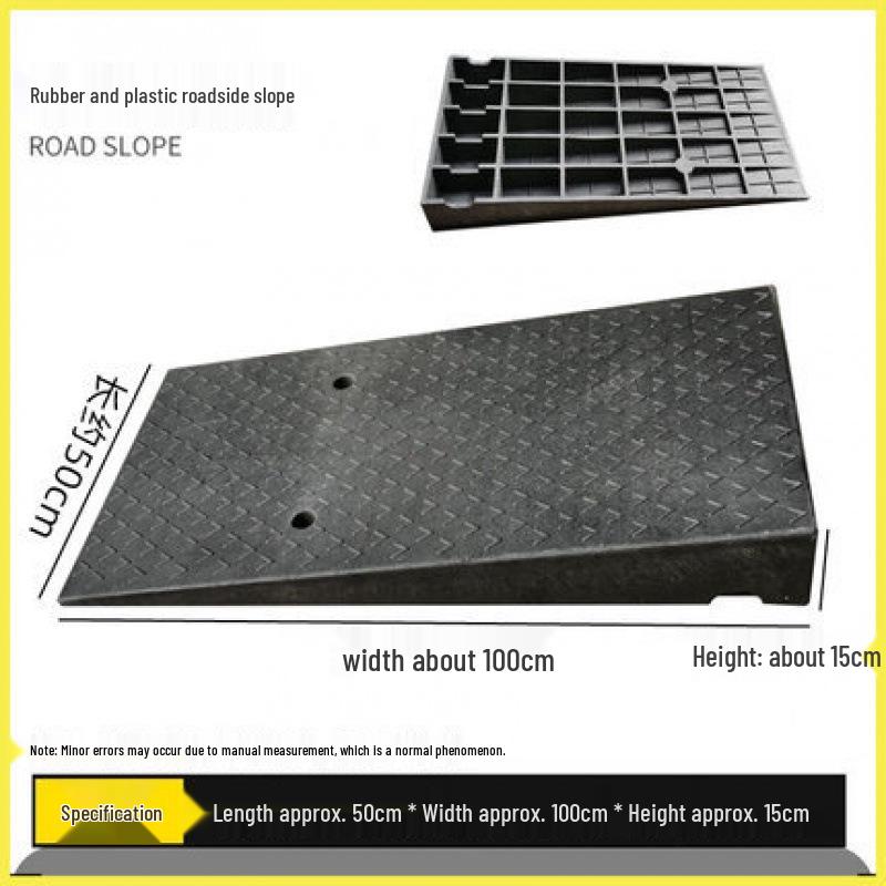 Rubber-Plastic Car Ramp: Slope Mat, Curb Edge, Uphill Climb, Triangle Speed Bump