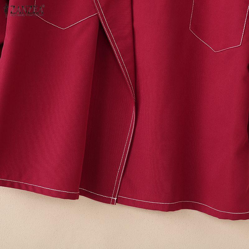 ZANZEA Women Casual Round Neck Loose Half Sleeve Blouse