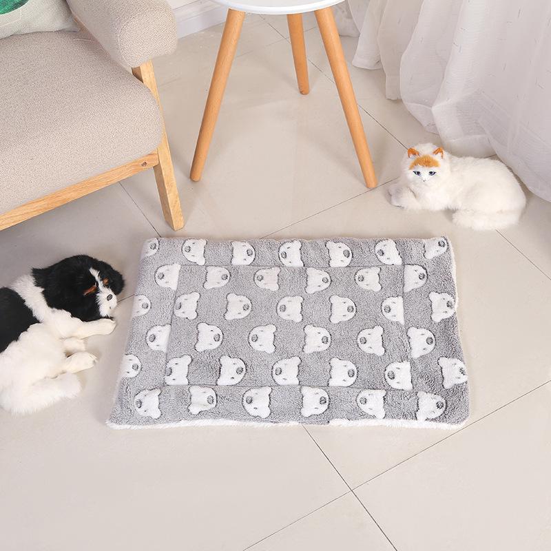 Winter Warm Cartoon Pet Bed: Thick Cat & Dog Sleeping Mat with Full Face Print