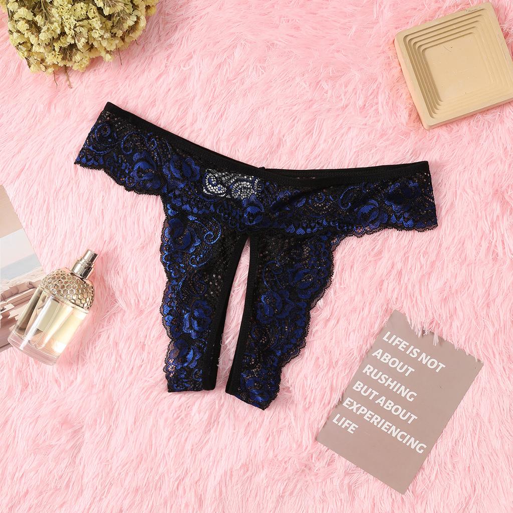 Ladies Red Sexy Panties G-string Knickers Crotchles Women Underwear Flower Lace Underpant Fashion Thongs Female Erotic Lingerie