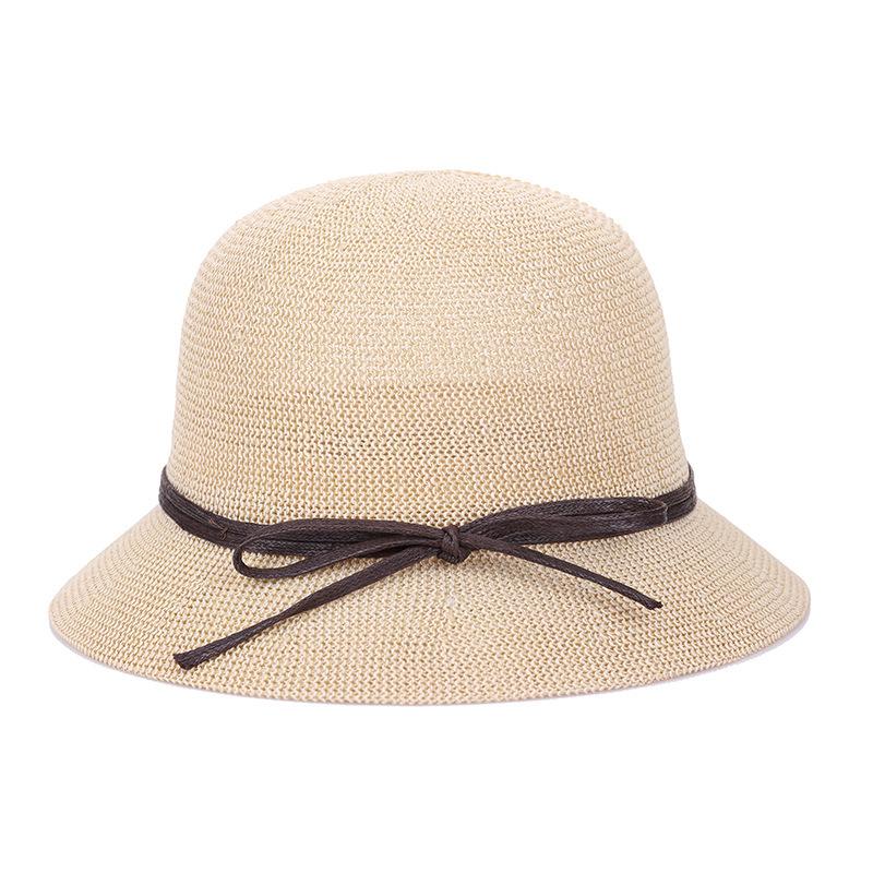 Versatile Breathable Mesh Basin Hat Bow Straw Bucket Hat Women Summer Travel Sun Protection Visor Sun Hat